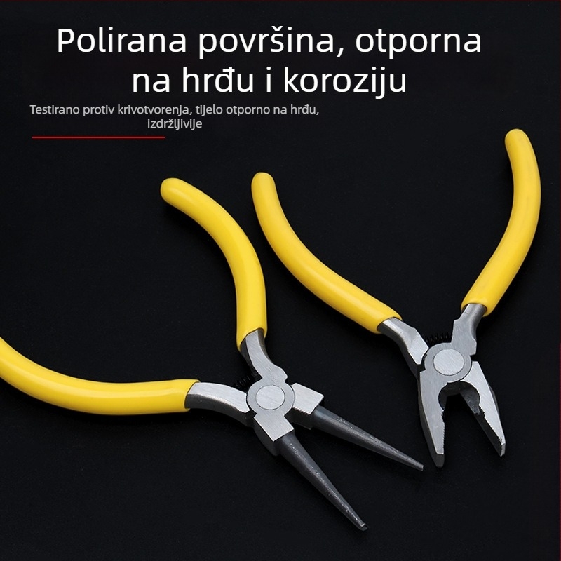 Igličaste kliješta, mini, 5 inča, za električare, skidanje izolacije, višenamenske kliješte s zakrivljenim nosom, kliješta za nakit