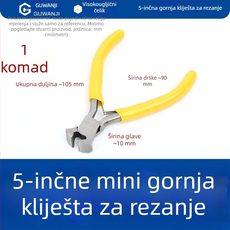 Igličaste kliješta, mini, 5 inča, za električare, skidanje izolacije, višenamenske kliješte s zakrivljenim nosom, kliješta za nakit