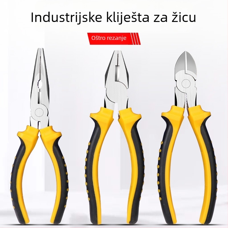 Višestruke električarske klešta: uklanjanje izolacije, klešta s dugim vrhom, dijagonalne klešta za rezanje, klešta za zaključavanje