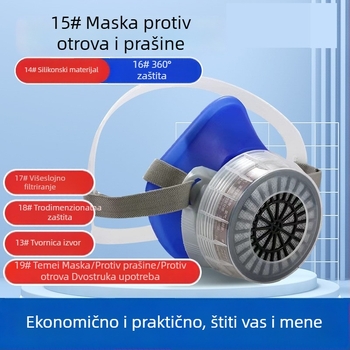Temei silikonska maska za plinove s aktivnim ugljem za kemijske sprejeve, zaštita od formaldehida, industrijska prašina