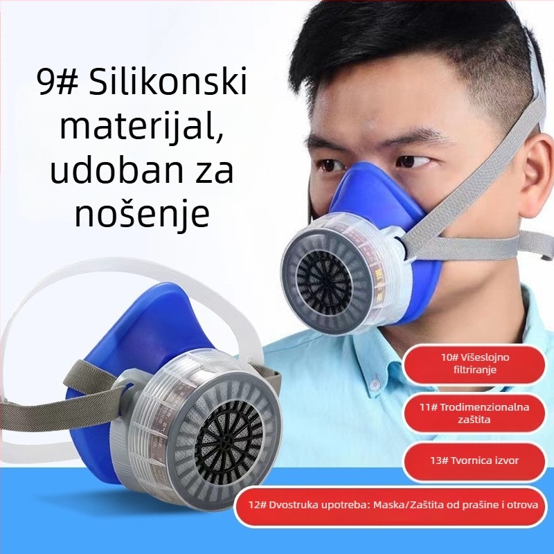 Temei silikonska maska za plinove s aktivnim ugljem za kemijske sprejeve, zaštita od formaldehida, industrijska prašina