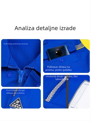 Antistatični radni komplet s dugim rukavima za proljeće i jesen, za mehaničara u pogonu energetike i petrohemije