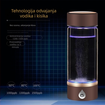 Čaša vode bogata vodikom, elektroliza negativnih iona, pametno punjenje, staklena čaša
