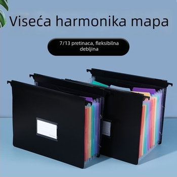 Viseći harmonika fascikl s 7 ili 13 pretinaca, vodootporan PP kućište za uredske dokumente