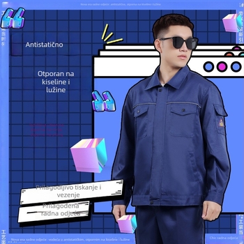 Antistatičko radno odijelo otporno na kiseline i lužine, za muškarce i žene, proljeće-jesen, izdržljivo.