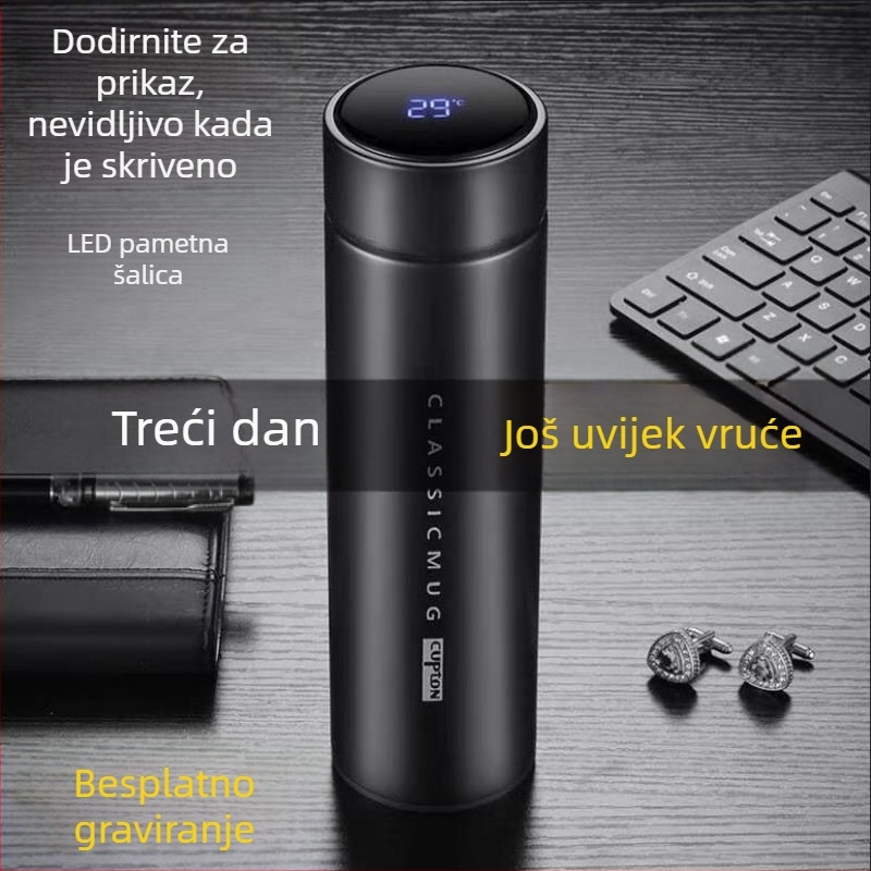 Inteligentna termos šalica za studente, vrhunski dizajn, mjerenje temperature, velik kapacitet, nehrđajući čelik 304, za poslovni automobil