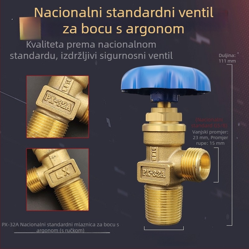 Ventil za kisik cilindar QF-2 s glavom ventila WP-15 za cilindre 4–40 L, argon cilindar