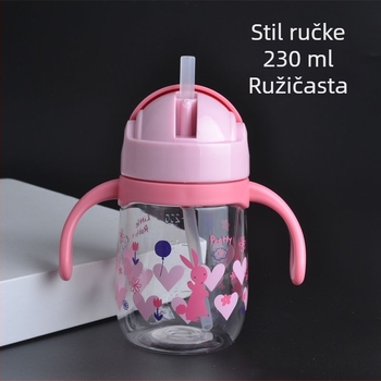 Dječja čaša za vodu s nepropusnim sustavom i slamkom, zaštita od gušenja, s naramenicom, za predškolce i stariju djecu