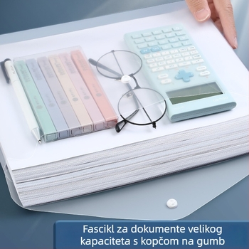 Deli 8308 prozirna A4 džep za dokumente sa zatvaračem na kopču, za ispite i dokumente, plastična, velika kapaciteta.