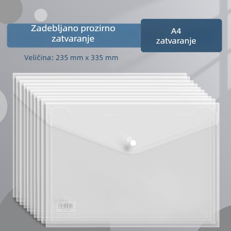 Deli 8308 prozirna A4 džep za dokumente sa zatvaračem na kopču, za ispite i dokumente, plastična, velika kapaciteta.