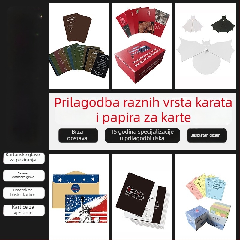 Prilagođene kartice na engleskom i ruskom jeziku za prekogranično tiskanje kartica, stolne igre i party igre