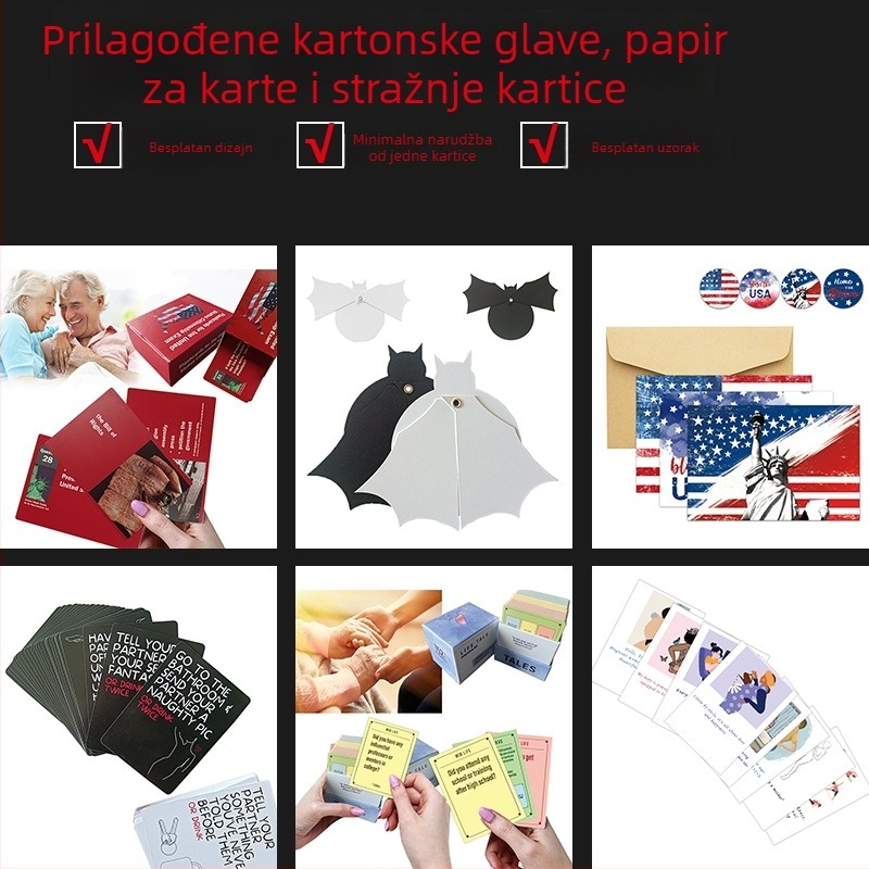 Prilagođene kartice na engleskom i ruskom jeziku za prekogranično tiskanje kartica, stolne igre i party igre