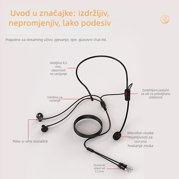 Nova žična gaming slušalica s 3,5 mm konektorom, univerzalna kompatibilnost s mobitelom i PC-jem, integrirani monitor mikrofona, udobnost za dulje nošenje