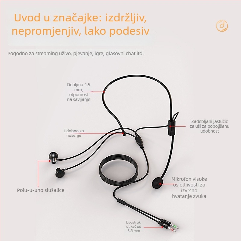 Nova žična gaming slušalica s 3,5 mm konektorom, univerzalna kompatibilnost s mobitelom i PC-jem, integrirani monitor mikrofona, udobnost za dulje nošenje