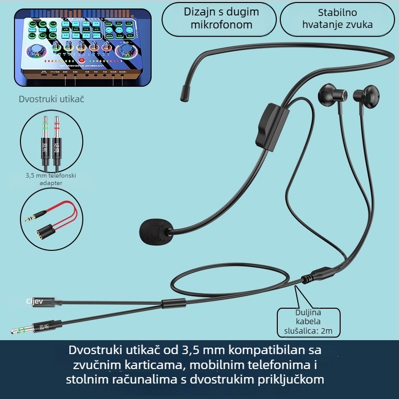 Nova žična gaming slušalica s 3,5 mm konektorom, univerzalna kompatibilnost s mobitelom i PC-jem, integrirani monitor mikrofona, udobnost za dulje nošenje