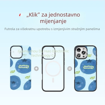 Magnetska futrola za iPhone s zamjenjivom stražnjom pločom, prozirni TPU, za seriju iPhone 12–16