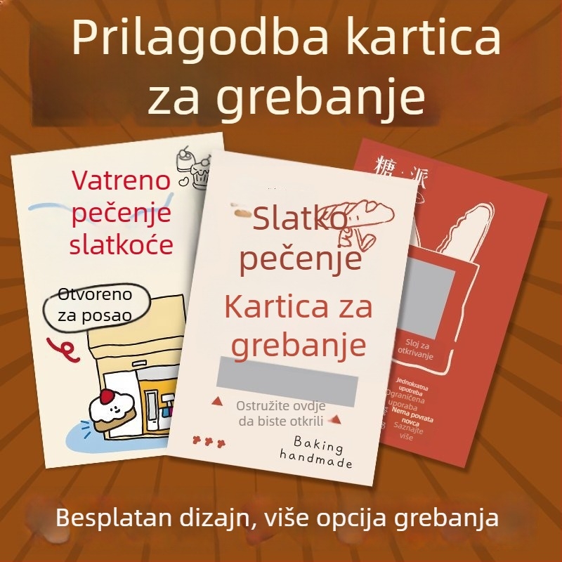 Tisak kartica za grebanje za slastičarne — prilagođene desertne kartice