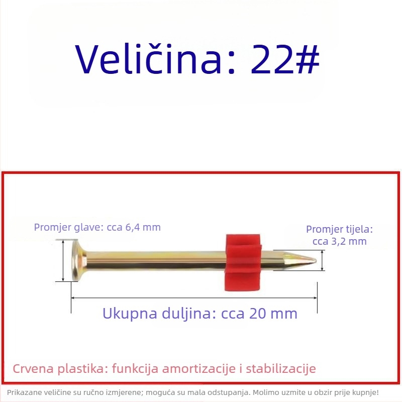 Set čavlji visoke čvrstoće: za zidove, za vješivanje slika, reklamni čavli, cementni čavli, 62 mm za pištolj
