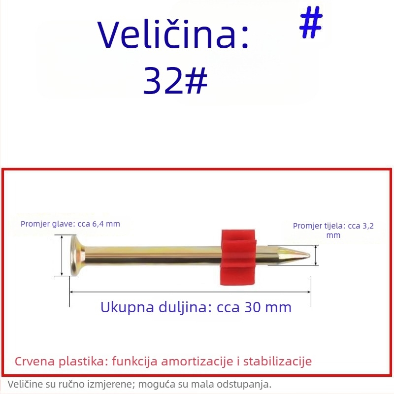 Set čavlji visoke čvrstoće: za zidove, za vješivanje slika, reklamni čavli, cementni čavli, 62 mm za pištolj