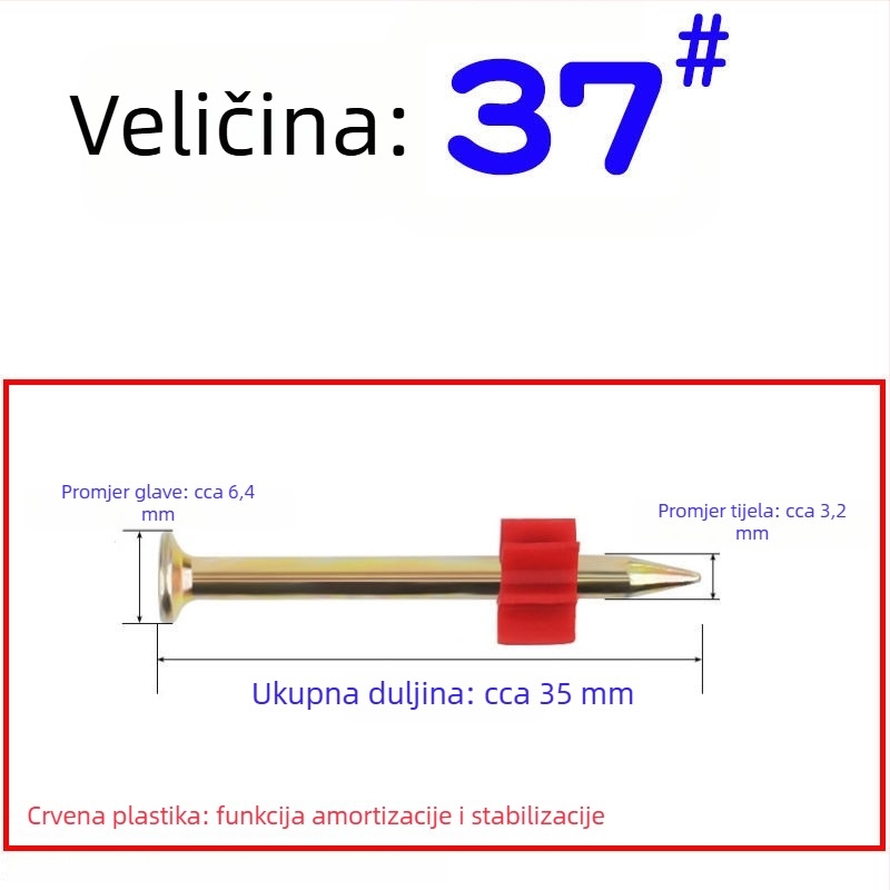 Set čavlji visoke čvrstoće: za zidove, za vješivanje slika, reklamni čavli, cementni čavli, 62 mm za pištolj
