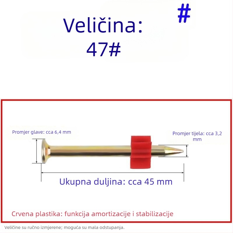 Set čavlji visoke čvrstoće: za zidove, za vješivanje slika, reklamni čavli, cementni čavli, 62 mm za pištolj