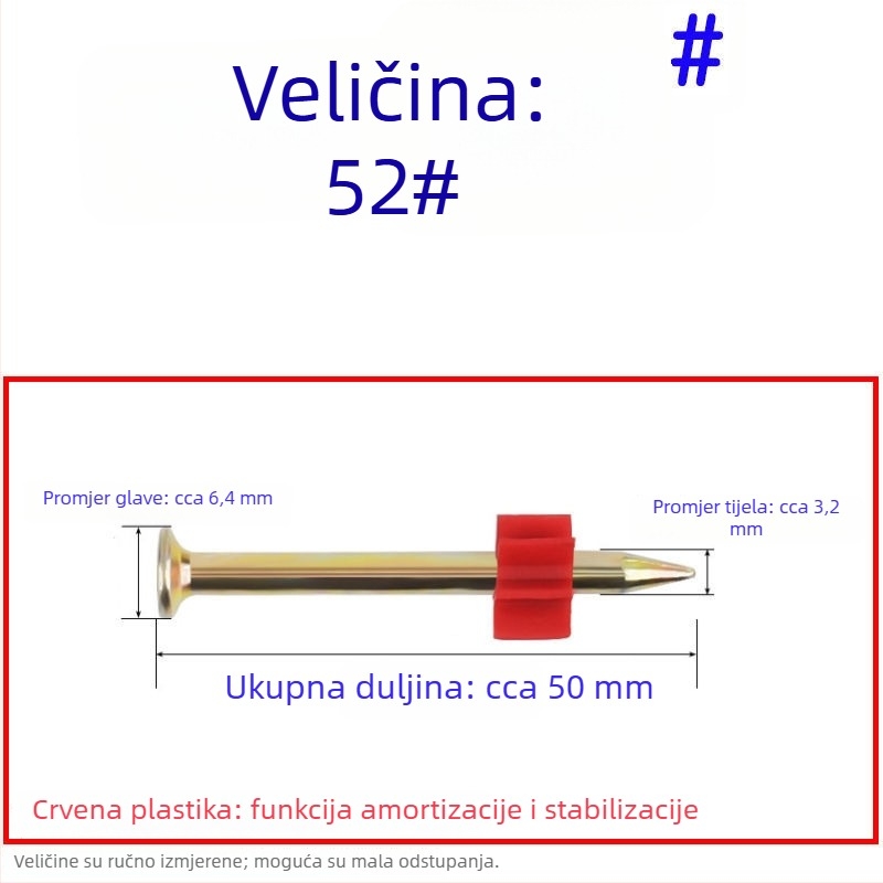 Set čavlji visoke čvrstoće: za zidove, za vješivanje slika, reklamni čavli, cementni čavli, 62 mm za pištolj