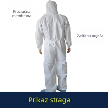 Jednokratna dišuća zaštitna kombinezon s kapuljom, bijele boje, jednobojna, vodootporna i otporna na ulje, za uzgoj svinja.