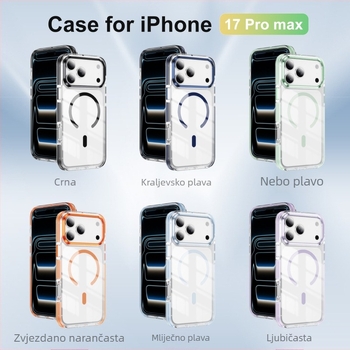 Dvobojni iridizirajući magnetski prsten za futrolu iPhone 15/16/17 Pro, magnetsko punjenje, otpornost na padove
