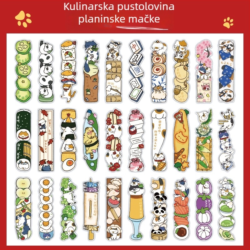 Mu ran Papirnata bilješka za knjigu s dizajnom slatke mačke – prazan označivač za čitanje, dekorativna kartica