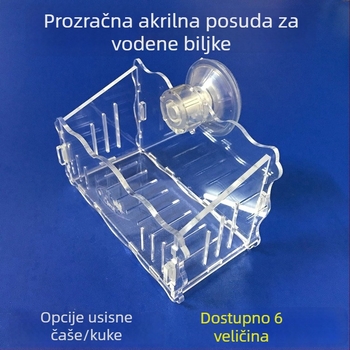 Dekorativna akrilna posuda za vodne biljke, zidna s prisavkom