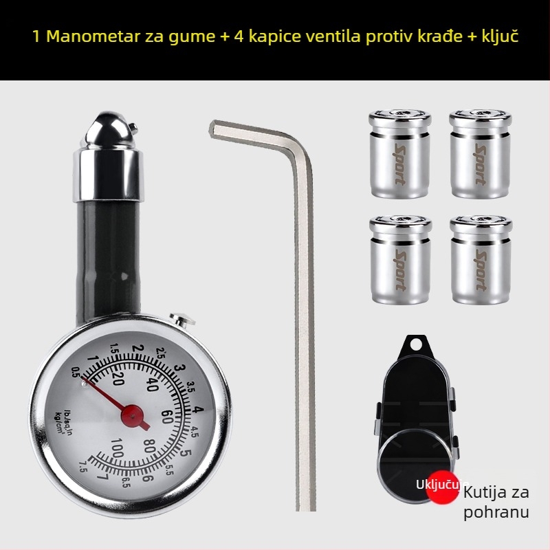 Visoko precizan manometar za tlak u gumama, s glavom za dofuk, automobilni mjerač tlaka, pištolj za zrak, mlaznica za nadopunu