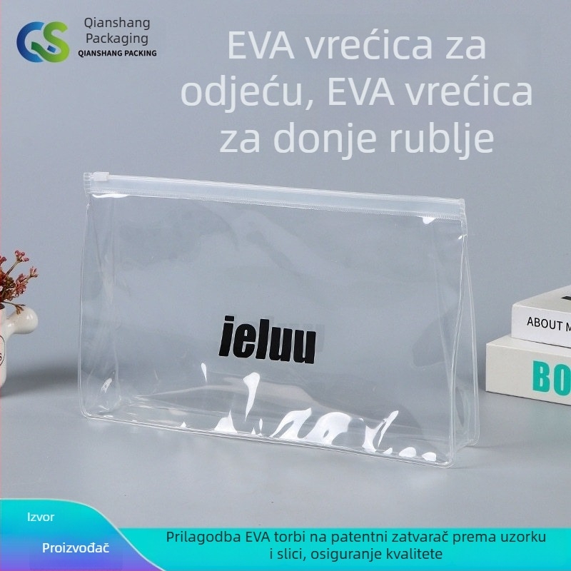 Prilagođena prozirna EVA torba za odjeću, donje rublje, čarape i ručnike; plastična vrećica sa zatvaračem, harmonika dizajn