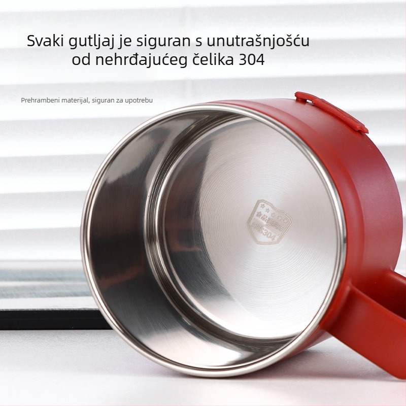 Šalica s poklopcem i žličicom, minimalistički dizajn, održava temperaturu, prijenosna, pogodan dar