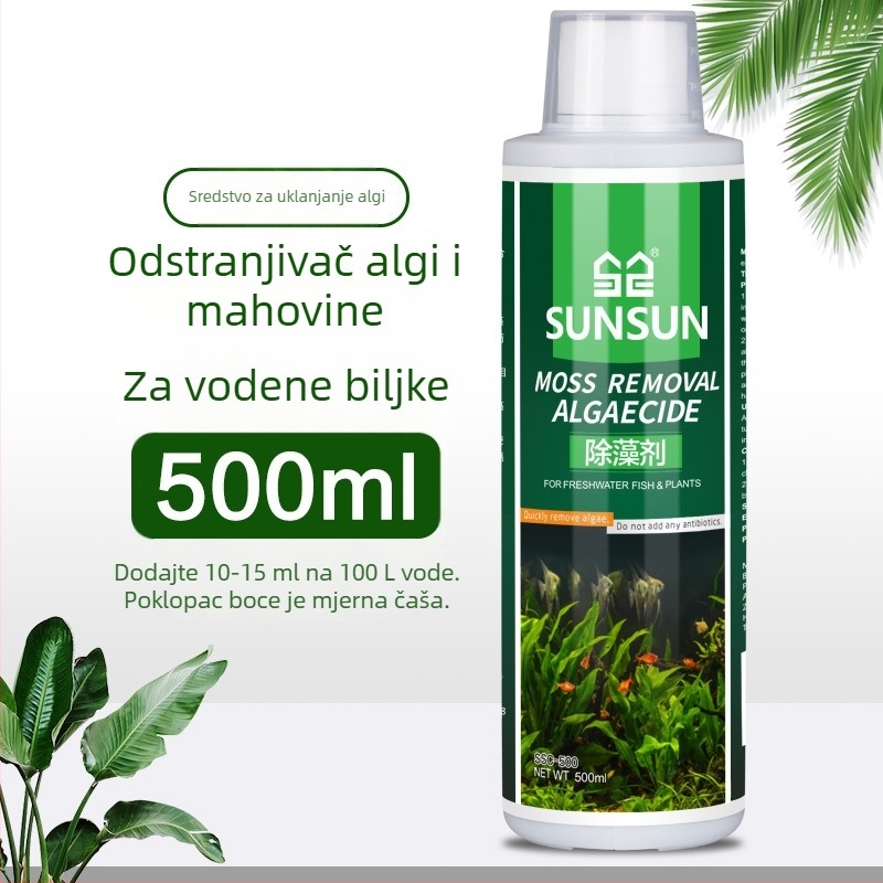 Uklanjivač alg i mahovine za akvarij – siguran za ribe, uklanja zelene i smeđe alge te crne dlakavice algi