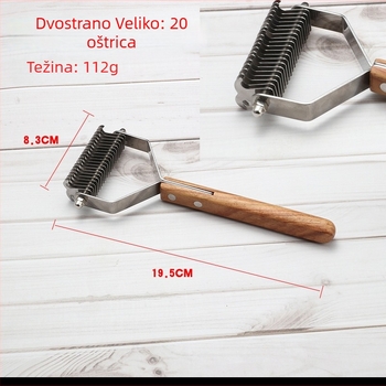 Četka za njegu kućnih ljubimaca s drvenim držalom i oštricom od nehrđajućeg čelika, raščešljavanje i uklanjanje otpadne dlake za pse i mačke, uključuje slicker četku