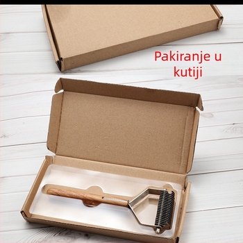 Četka za njegu kućnih ljubimaca s drvenim držalom i oštricom od nehrđajućeg čelika, raščešljavanje i uklanjanje otpadne dlake za pse i mačke, uključuje slicker četku