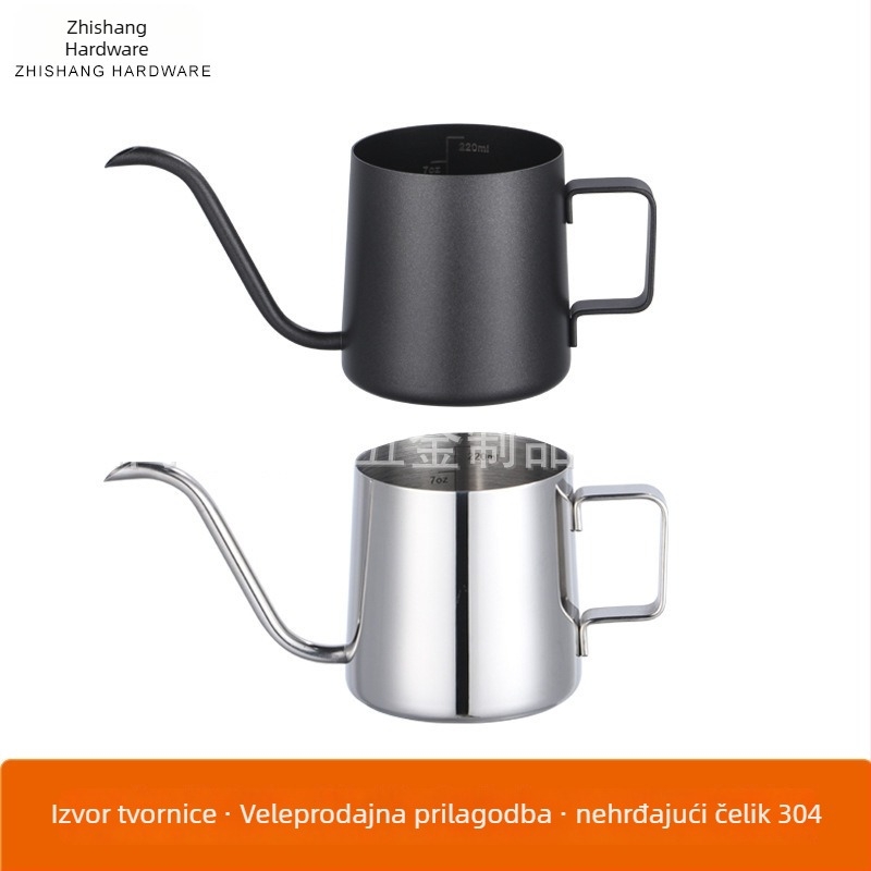 Kavna posuda od nehrđajućeg čelika 304 za pour-over, duga uska izljevnica, teflonski premaz