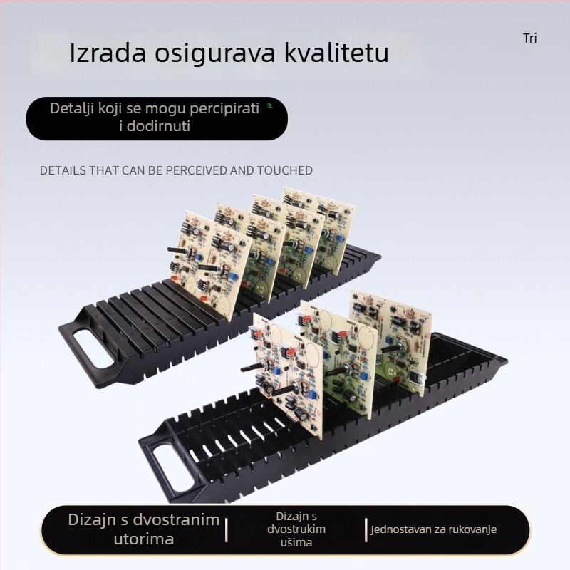 Antistatni okretni stalak s vodljivom PP plastičnom kutijom za dijelove, dvostruki nosač za skladištenje PCB