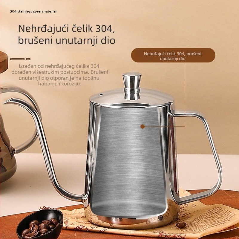 Posuda za kavu od nehrđajućeg čelika, 600 ml, uski izljev, ručna priprema kave