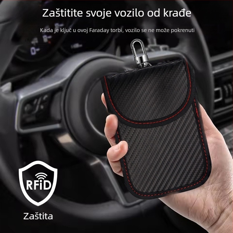 Faraday torbica za ključeve automobila i kartice – RFID zaštita, zaštita signala od krađe