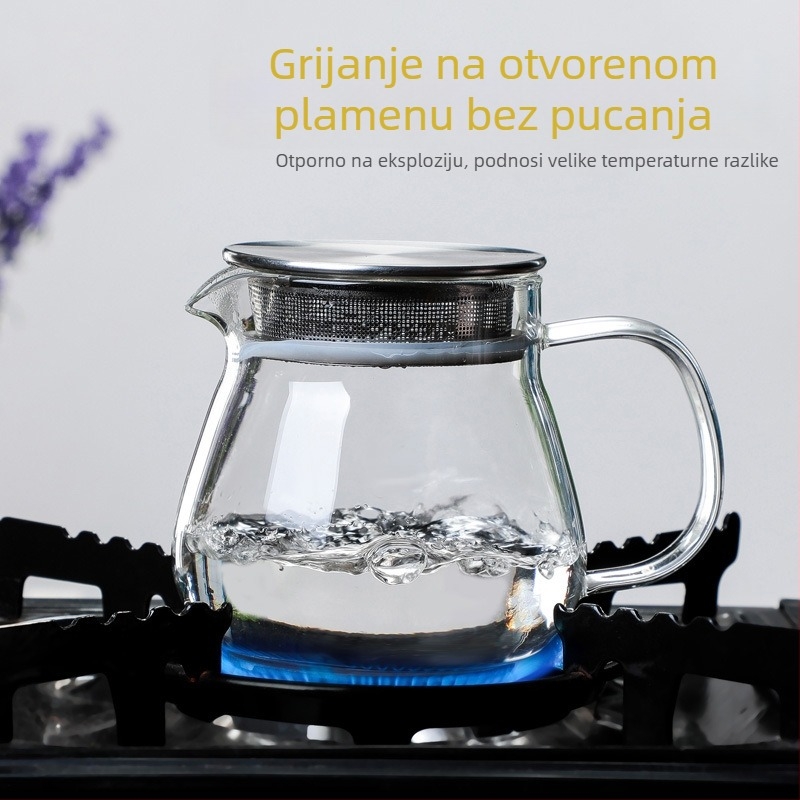Pour-over posuda za kavu s čeličnim poklopcem, prozirno borosilikatno staklo, 460 ml