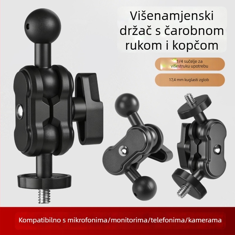 Držač za mobitel i livestream stativ uz dodatke za kameru, vijak 1/4 inča na kugličnu glavu, klip graha, magična ruka i gimball