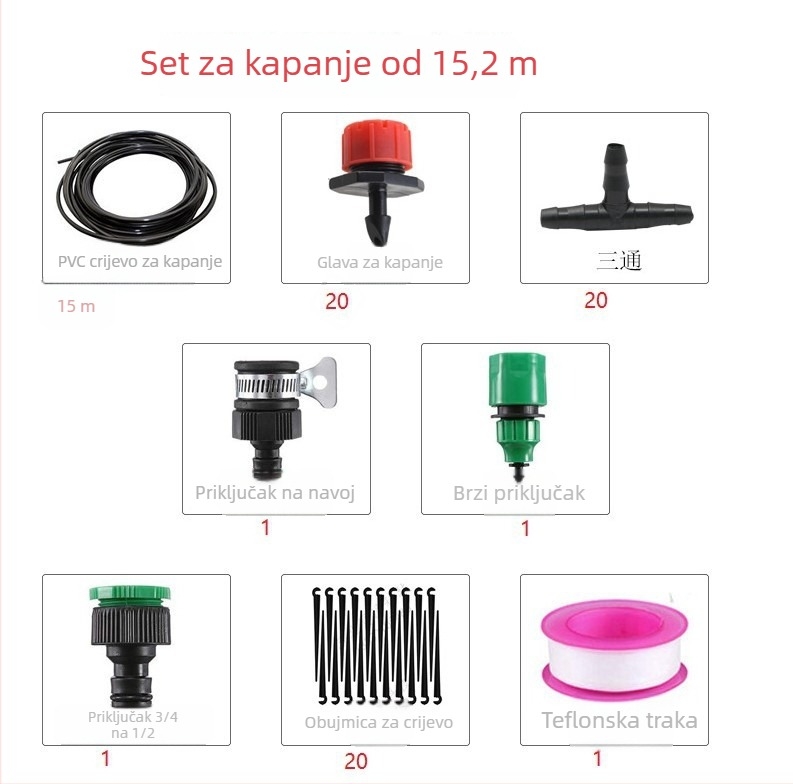 Set za kapljično navodnjavanje za vrt – automatsko zalijevanje, niskotlačni sustav kapljanja