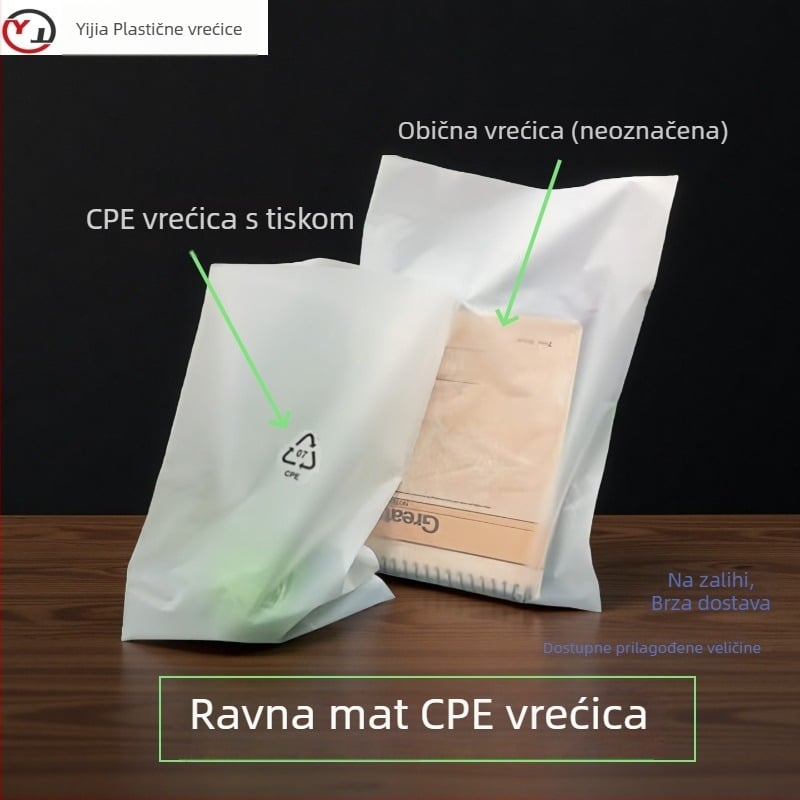 Matne plosnate vrećice za elektroničke uređaje i kućišta za telefone; vrećice za pakiranje podatkovnih kablova; poluprozirne plastične vrećice; CPE matne vrećice