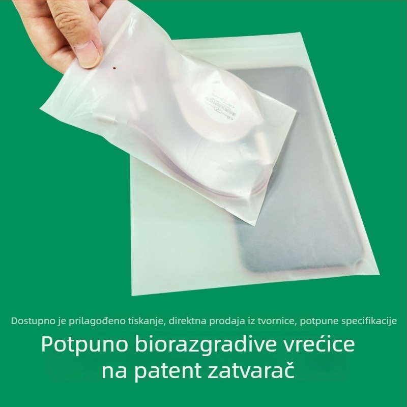 Biološki razgradiva zip vrećica od perforiranog filma, mat, samostojeća, prozirna
