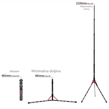Sklopivi aluminijski stalak za rasvjetu za mobilni telefon s tripodom