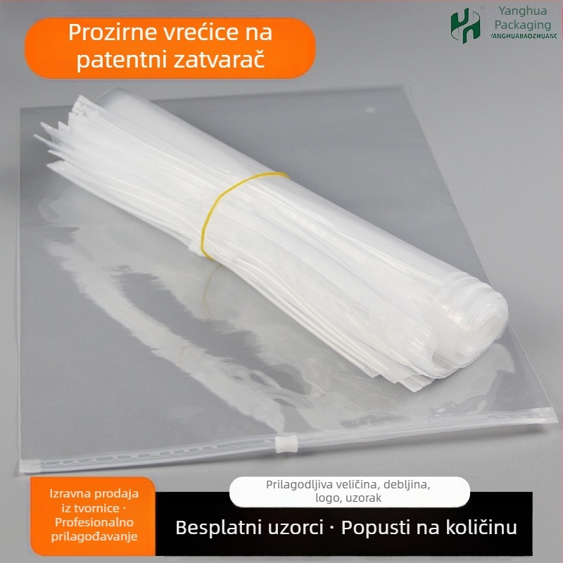 Matna prozirna zip vrećica od polietilena, prilagođena, ojačana, vodootporna za pohranu čarapa, donjeg rublja i odjeće, ambalažna vrećica s mogućnošću tiska logotipa