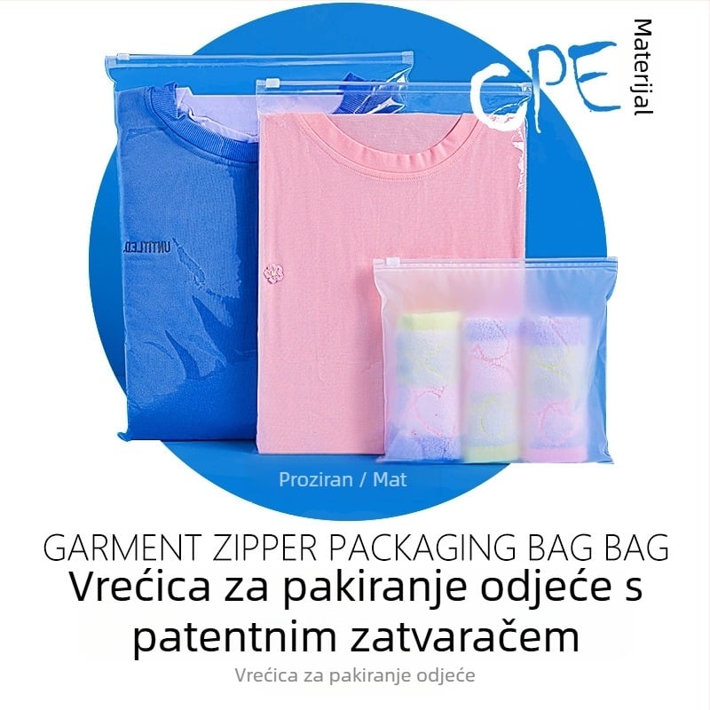 Prozirna matirana vrećica sa zatvaračem za odlaganje odjeće i čarapa, plastična vrećica za pakiranje joge odjeće
