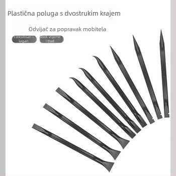Set antistatičkih plastičnih alata za otvaranje za popravak mobilnih telefona, dvostruki vrh, posebnog oblika, crne boje