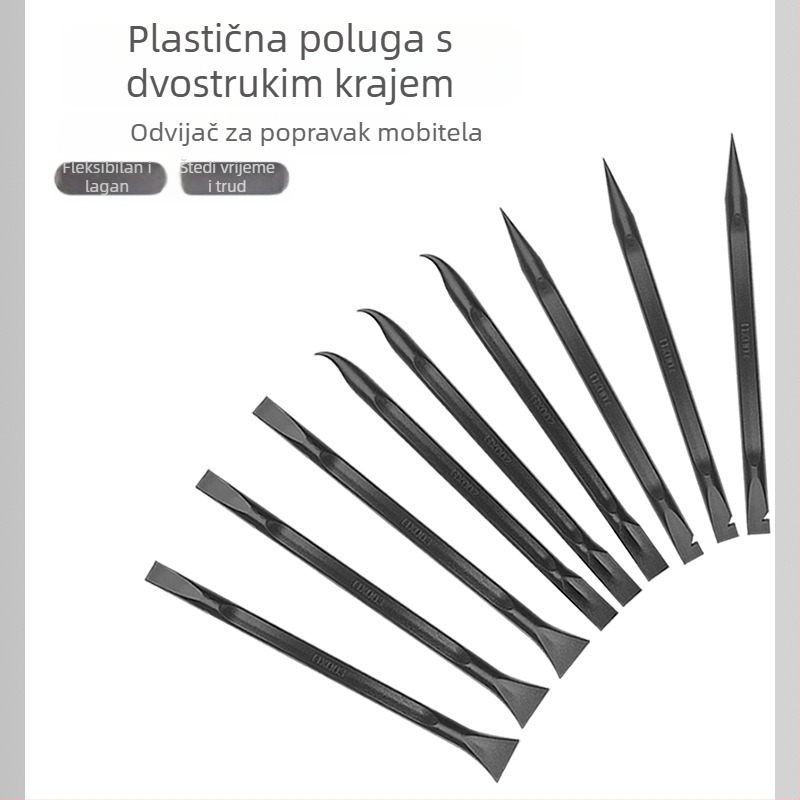 Set antistatičkih plastičnih alata za otvaranje za popravak mobilnih telefona, dvostruki vrh, posebnog oblika, crne boje